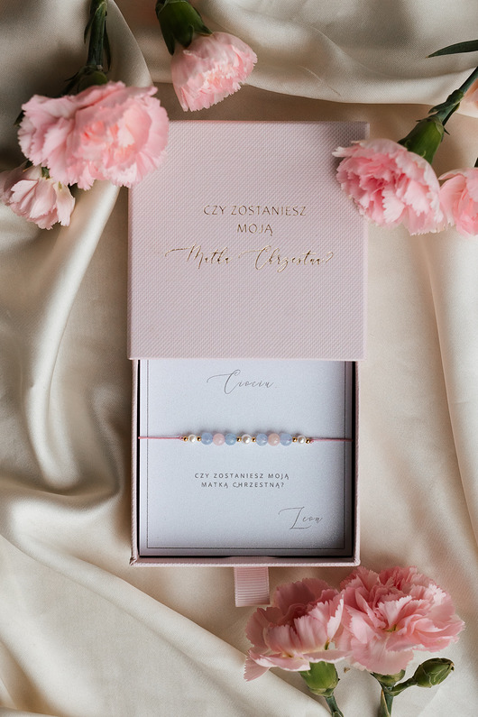 bransoletki na sznurku Bransoletka z dedykacją dla mamy chrzestnej