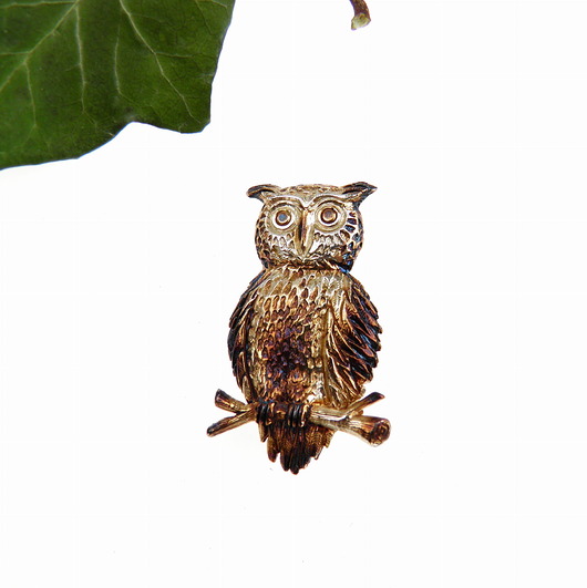 broszki Broszka sowa średnia brąz