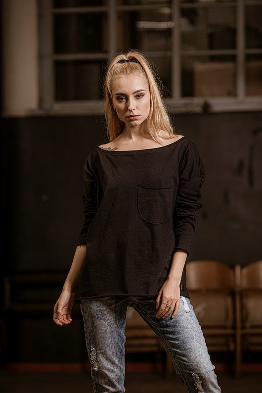 T-shirt z kieszonką czarny lemme