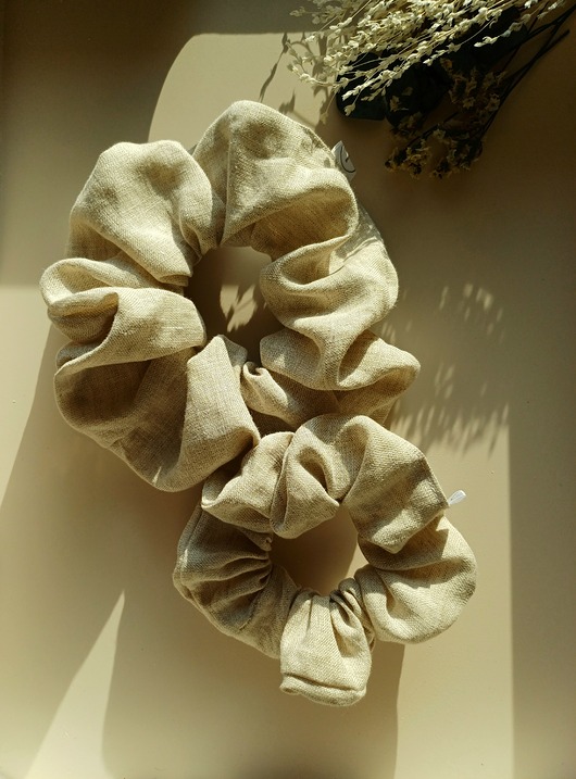 gumki do włosów Lniane scrunchie sensed accessories : duża i mała