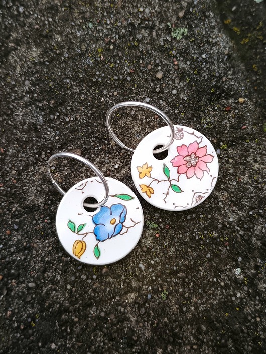 kolczyki ceramiczne Kolczyki ceramiczne w kwiaty koła