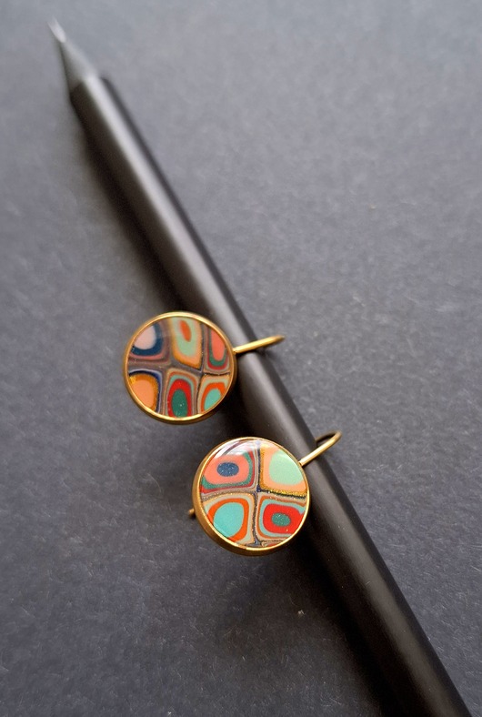 kolczyki z masy plastycznej Letnie mozaiki no14 - kolczyki