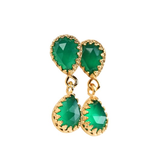 kolczyki z kamieniami Kolczyki wiszące Jolie z agatem zielonym