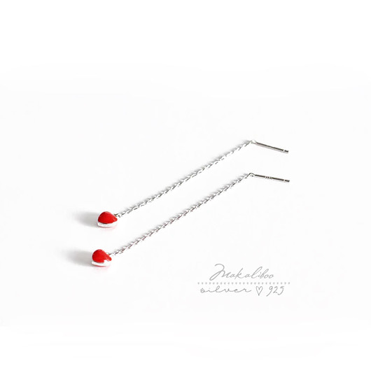 kolczyki srebrne Dwa Serduszka - srebrne kolczyki + ball