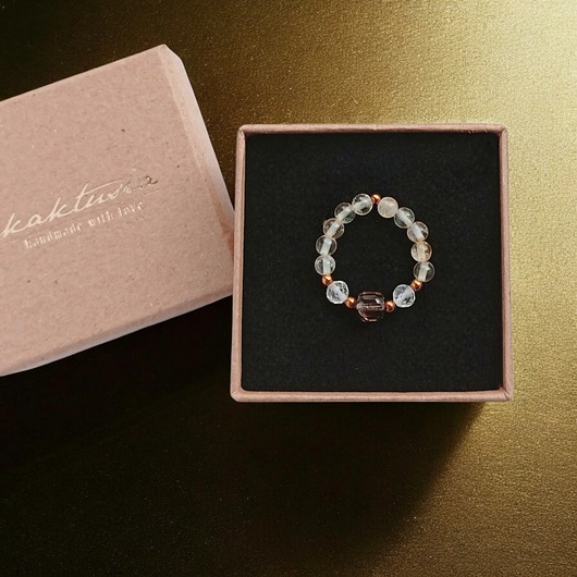 pierścionki elastyczne Pierścionek DOBROBYT - amulet - cytryn, kwarc dymny, kryształ górski