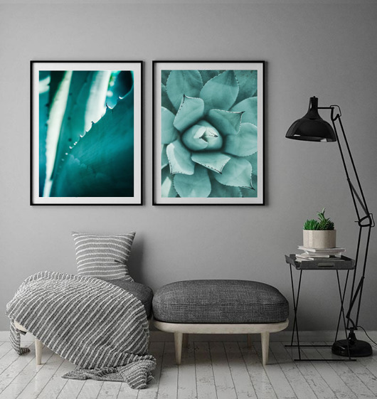 DWA PLAKATY botaniczne liście z roślinami black dot studio