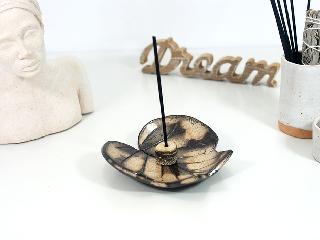 Podstawki pod kadzidełka Miseczka liść - na kadzidło, palo santo, biżuterię, drobiazgi