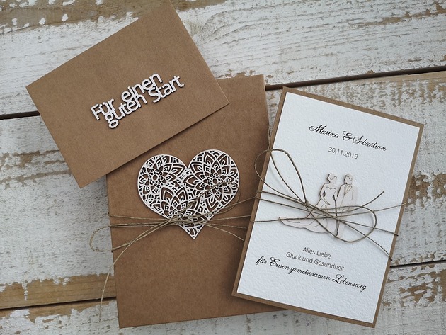 kartki scrapbooking Stylowa kartka ślubna wersja niemiecka