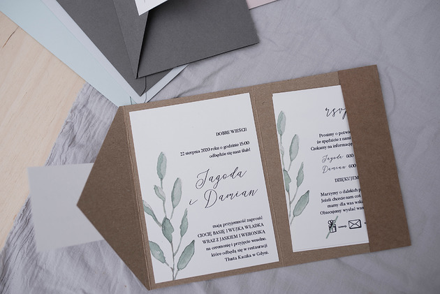 zaproszenia i kartki na ślub Zaproszenie ślubne z serii MINT EKO