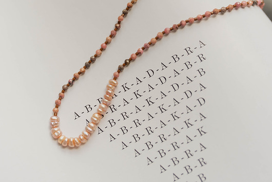 chokery Choker z Pereł i Różowych Rodonitów
