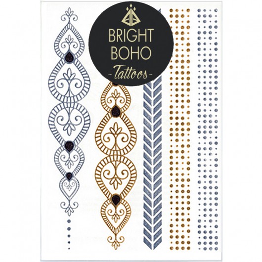 Boho Tattoos Golden Dot Mehendi Set Bright Boho old