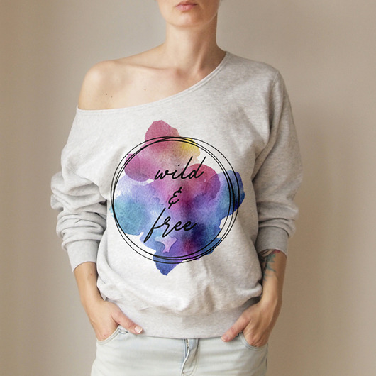 bluza bez kaptura damska Wild and free Szary gruby Z