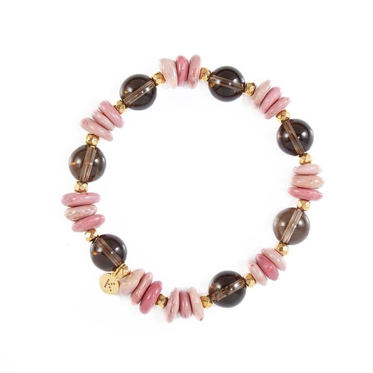 bransoletki z kamieni naturalnych Bransoletka z pudrowo brązowych kamieni II - Wersja Złota