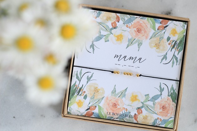 bransoletki na sznurku MAMA - Alfabet Morse'a - Bransoletka z kwarcem różowym