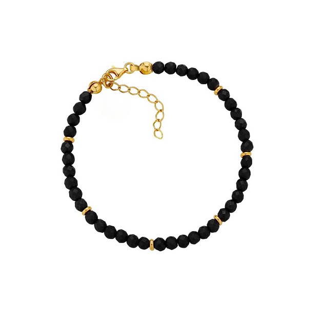 bransoletki złote Bransoletka z onyksami i srebrem 925 pozłacanym