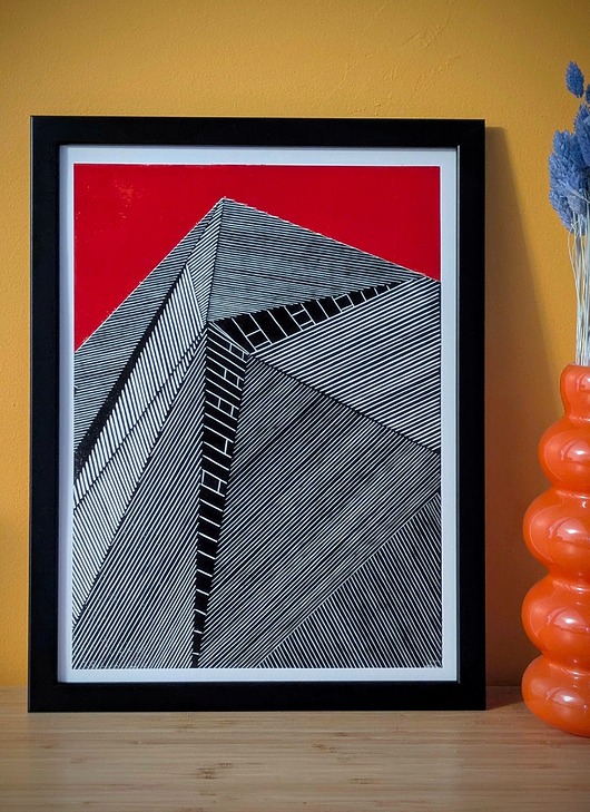 grafiki i ilustracje Ręcznie drukowany linoryt "Orchard Central" 30x40cm