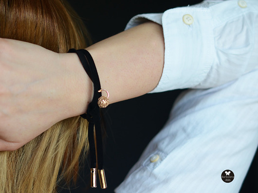 bransoletki skórzane mini black/gold filigran