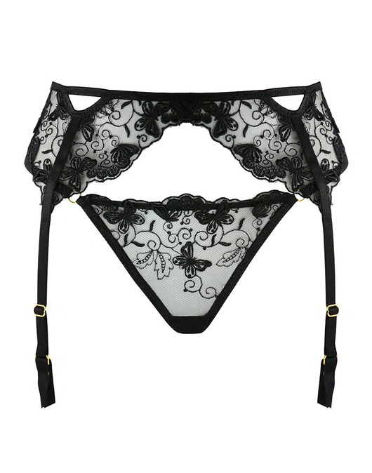 Ozdobny pas do pończoch Madame Butterfly WHITE RVBBIT