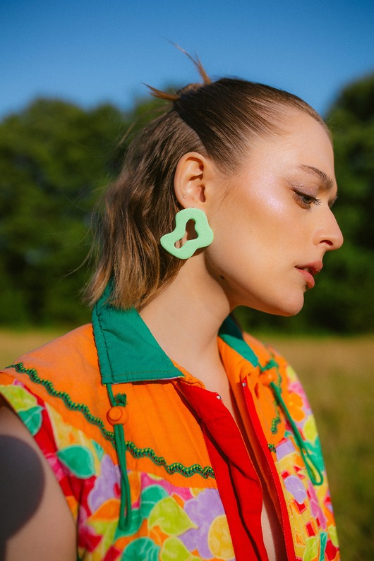 kolczyki z masy plastycznej Kolczyki Ameby pistacjowe