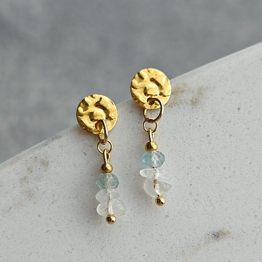 kolczyki z kamieniami Kolczyki z akwamarynem i kamieniem księżycowym