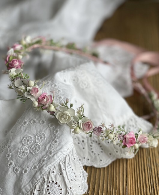 Delikatny wianek komunijny na głowę Rosa