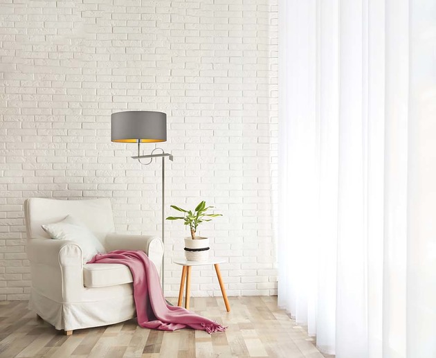 lampy podłogowe Elegancka lampa podłogowa do czytania w salonie KAMERUN GOLD