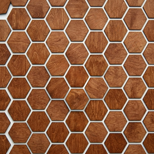 dekoracje - na ścianę Panel Ścienny Drewniany Heksagon MAHOŃ Geometryczny Lamel Heksagon Dekor