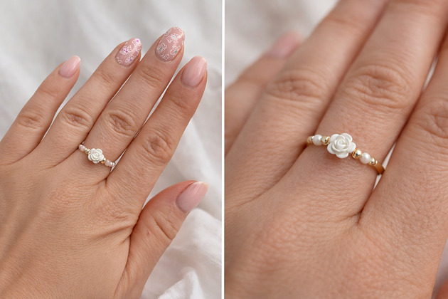 pierścionki elastyczne Delikatny pierścionek z różą