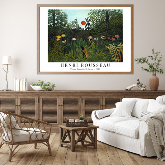 plakaty Plakat reprodukcja Henri Rousseau 'Virgin Forest with Sunset'