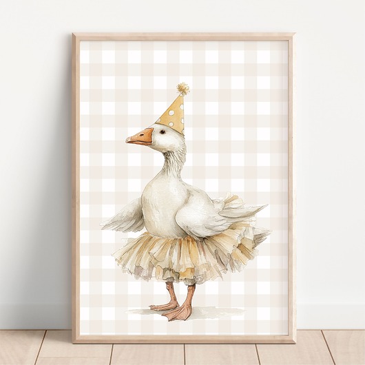 obrazy i plakaty do pokoju dziecięcego Gąska retro w czapeczce - Plakat dla dzieci