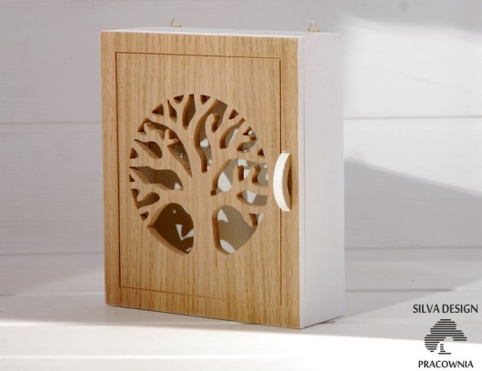 Szafka na klucze NATURAL TREE - skrzynka biała Silva Drewniane Dekoracje