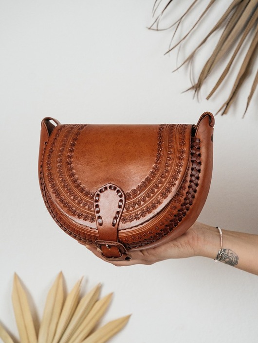 torby na ramię Skórzana torebka góralska ręcznie robiona Nicte wzory zakopane