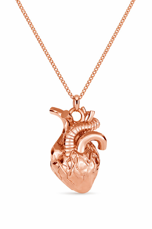 złote naszyjniki Naszyjnik ANATOMICZNE SERCE- różowe złoto