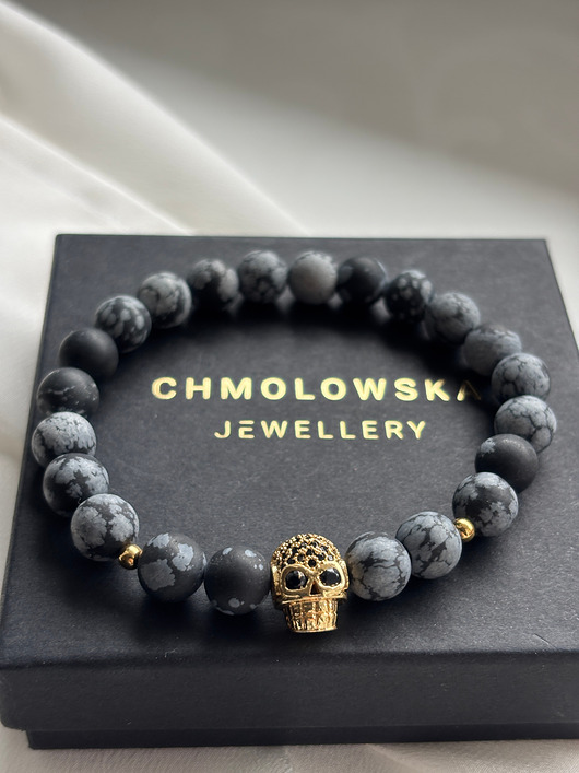 biżuteria męska Bransoletka  męska Obsydian Czaszka