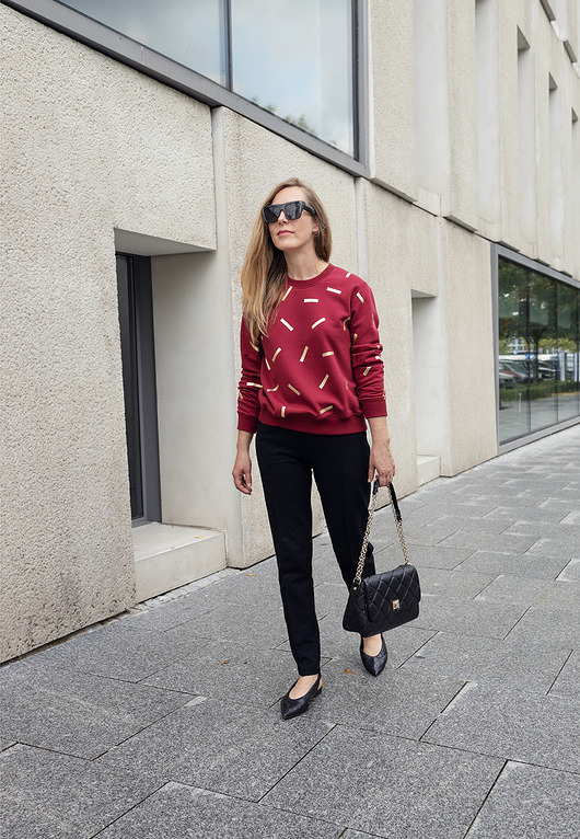 bluza bez kaptura damska Bluza donatella bordo