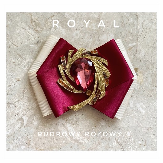 broszki Brosza  ROYAL   z bordowym kryształem
