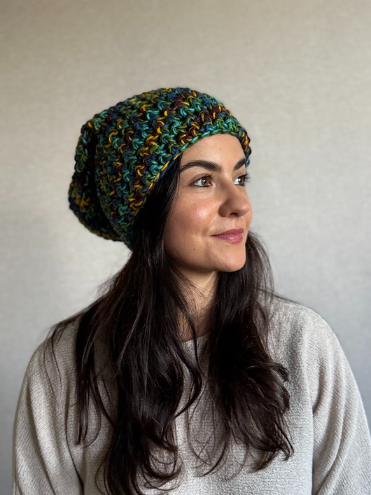 czapki damskie Kolorowa duża czapka beanie z wełną i alpaką