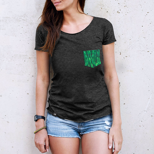 t-shirt damskie Koszulka damska z kieszonką GÓRY
