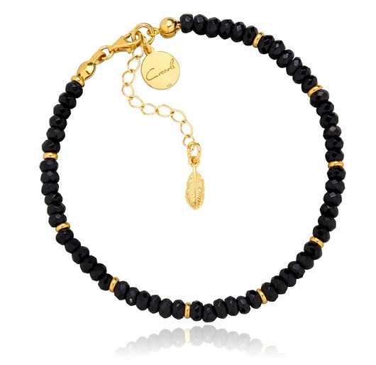 BRANSOLETKA Z ONYKSÓW I SREBRA 925 POZŁACANEGO Coccola JEWELLERY