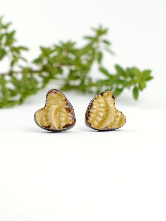 kolczyki ceramiczne Żółte serca- kolczyki ceramiczne serduszka