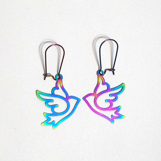 kolczyki - inne Kolekcja Starlight - kolczyki Ptaszki - stal