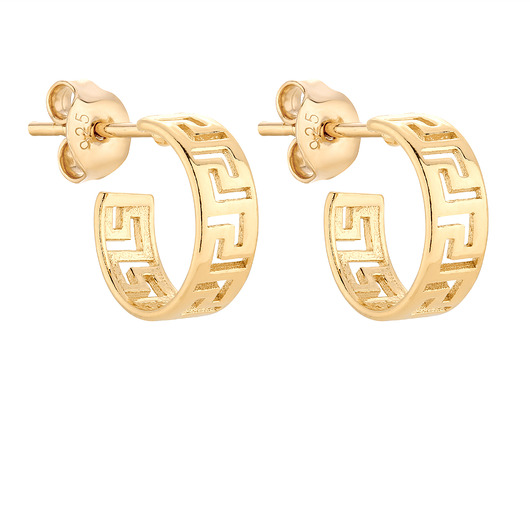 kolczyki srebrne Złote małe kolczyki z greckim wzorem