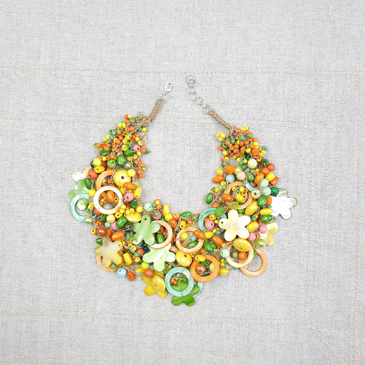 kolie 7011 Kolorowy Naszyjnik Soczysta Pomarańcza i Zieleń