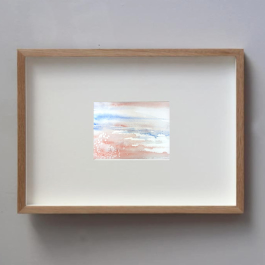 obrazy Akwarela Kwiat Zachód nad oceanem oryginalny obraz A5 21x15 cm