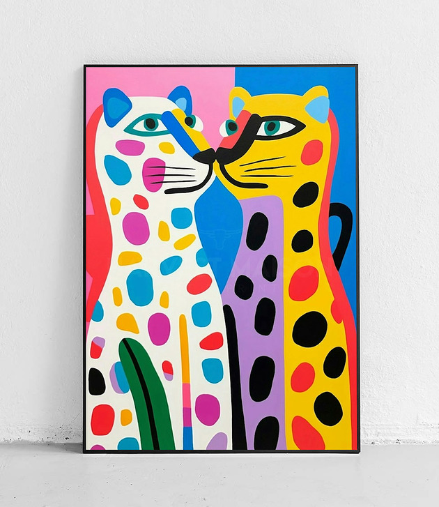 plakaty Plakat Kolorowe lamparty miłości