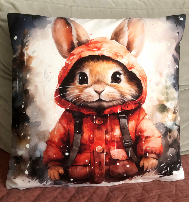 poduszki z grafiką Poduszka bożonarodzeniowy zajączek