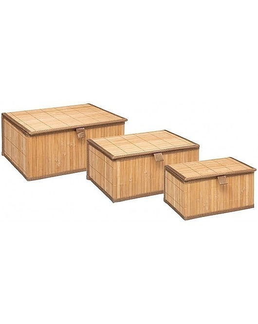 skrzynki, kufry i pudła Skrzynka Bambusowa 3 szt. Komplet Skrzynek