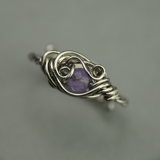 pierścionki - różne Pierścionek regulowany ametyst wire wrapping