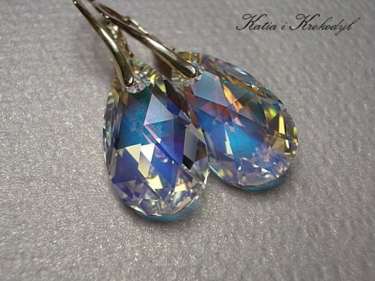 kryształ Swarovski Migdały Crystal AB w złocie  Katia i krokodyl