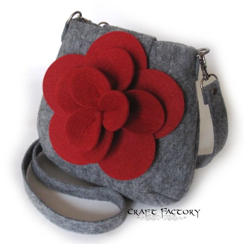 Lotus Blossom Grey/Red - torebka na ramię Craft Factory